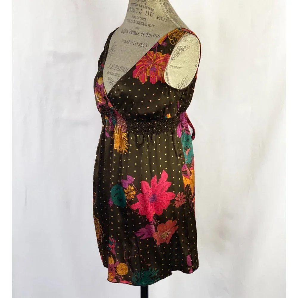 Anthropologie Flounce Brown Floral Halter Dress - Picture 3 of 11